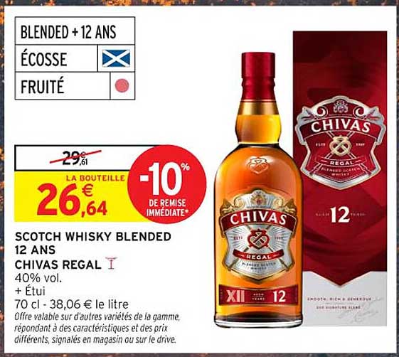SCOTCH WHISKY BLENDED 12 ANS CHIVAS REGAL