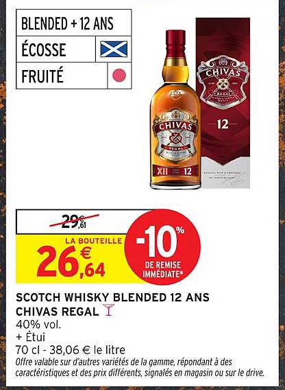 SCOTCH WHISKY BLENDED 12 ANS CHIVAS REGAL