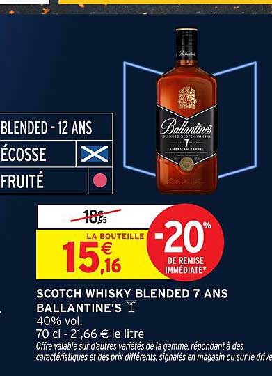 SCOTCH WHISKY BLENDED 7 ANS BALLANTINE'S