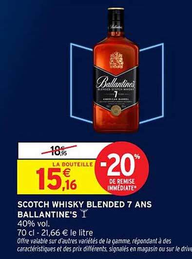 SCOTCH WHISKY BLENDED 7 ANS BALLANTINE'S