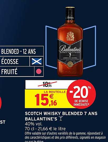 SCOTCH WHISKY BLENDED 7 ANS BALLANTINE’S