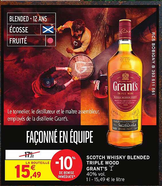 SCOTCH WHISKY BLENDED TRIPLE WOOD GRANT'S