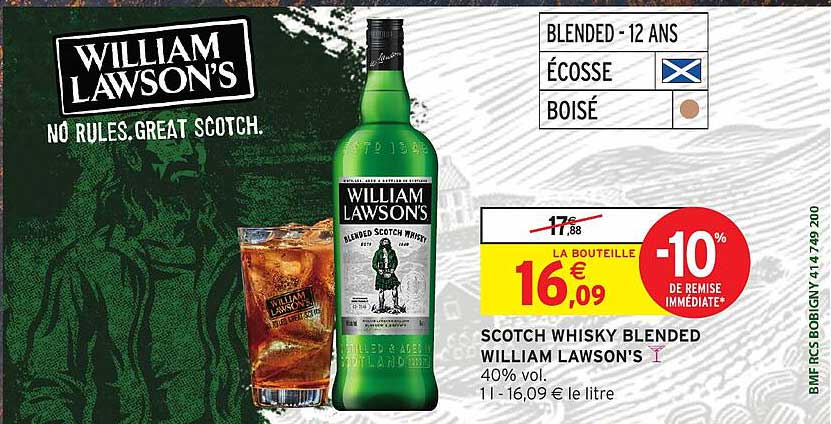 SCOTCH WHISKY BLENDED WILLIAM LAWSON'S