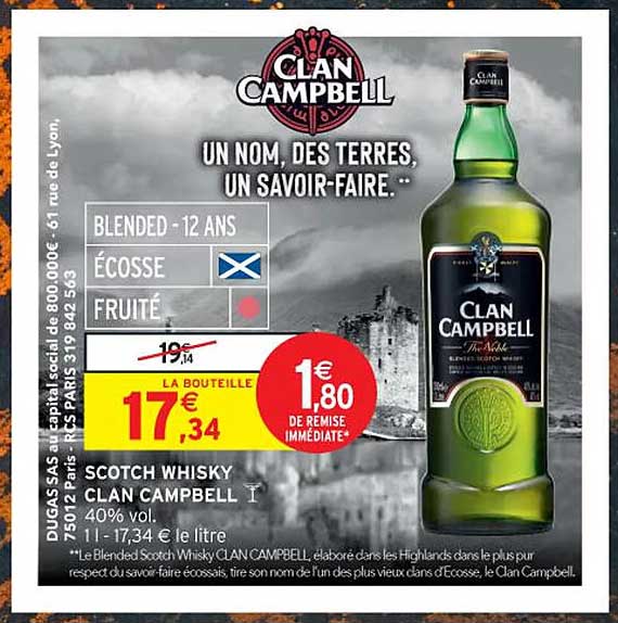 Scotch Whisky Clan Campbell 12 ans