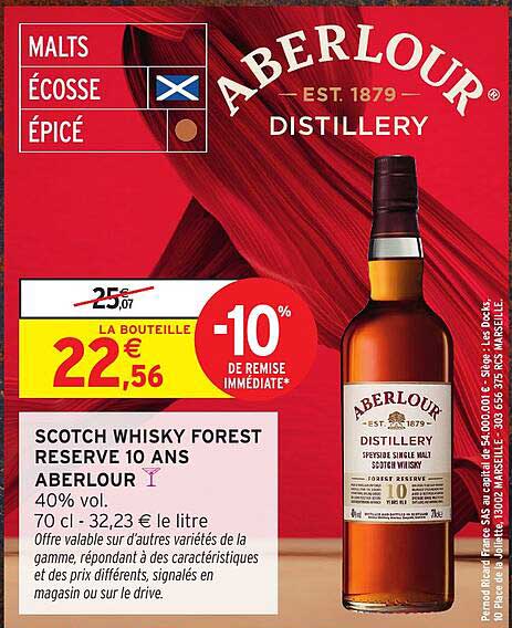 SCOTCH WHISKY FOREST RESERVE 10 ANS ABERLOUR