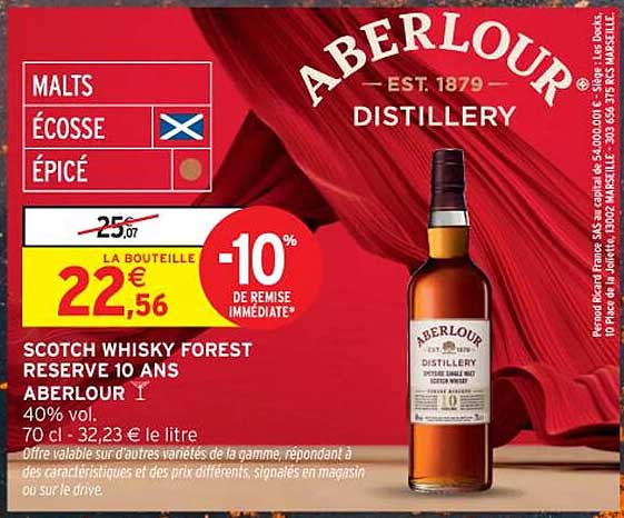 SCOTCH WHISKY FOREST RESERVE 10 ANS ABERLOUR