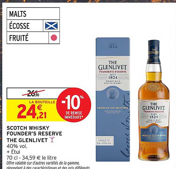 SCOTCH WHISKY FOUNDER'S RESERVE THE GLENLIVET