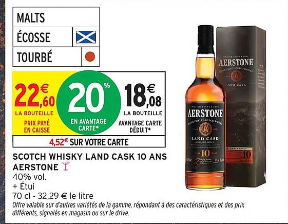 SCOTCH WHISKY LAND CASK 10 ANS AERSTONE