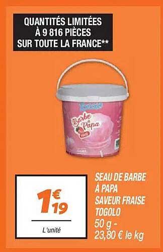 SEAU DE BARBE À PAPA SAVEUR FRAISE TOGOLO