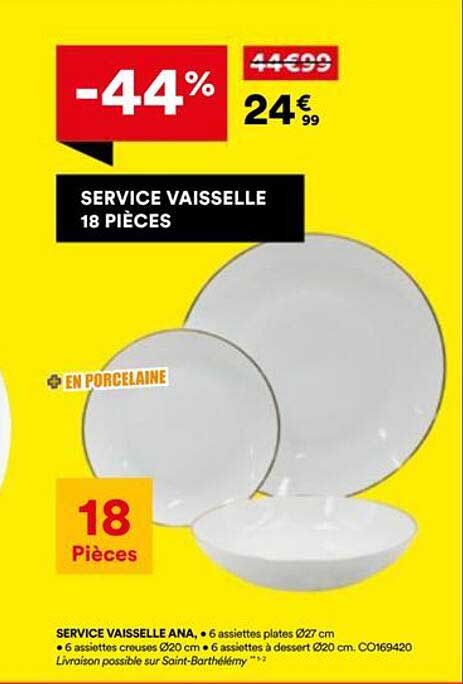 SERVICE VAISSELLE 18 PIÈCES