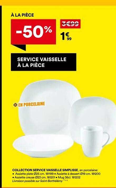 SERVICE VAISSELLE À LA PIÈCE