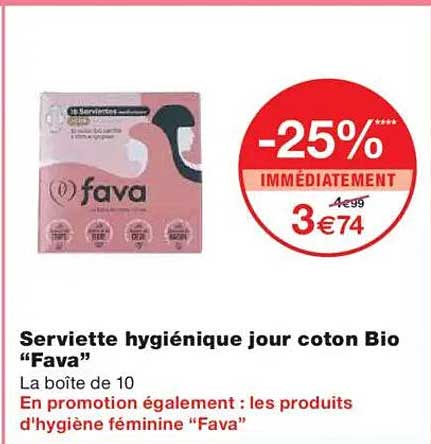 Serviette hygiénique jour coton Bio "Fava"