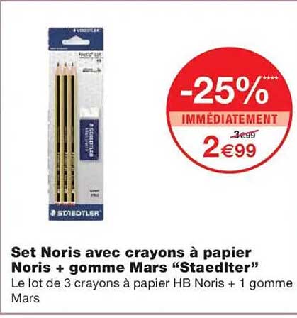 Set Noris avec crayons à papier Noris + gomme Mars “Staedlter”