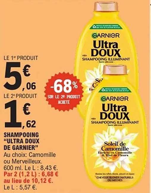 SHAMPOOING "ULTRA DOUX DE GARNIER"