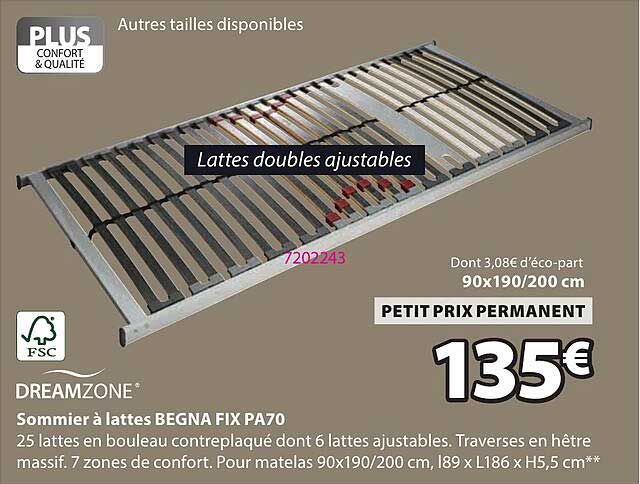 Sommier à lattes BEGNA FIX PA70