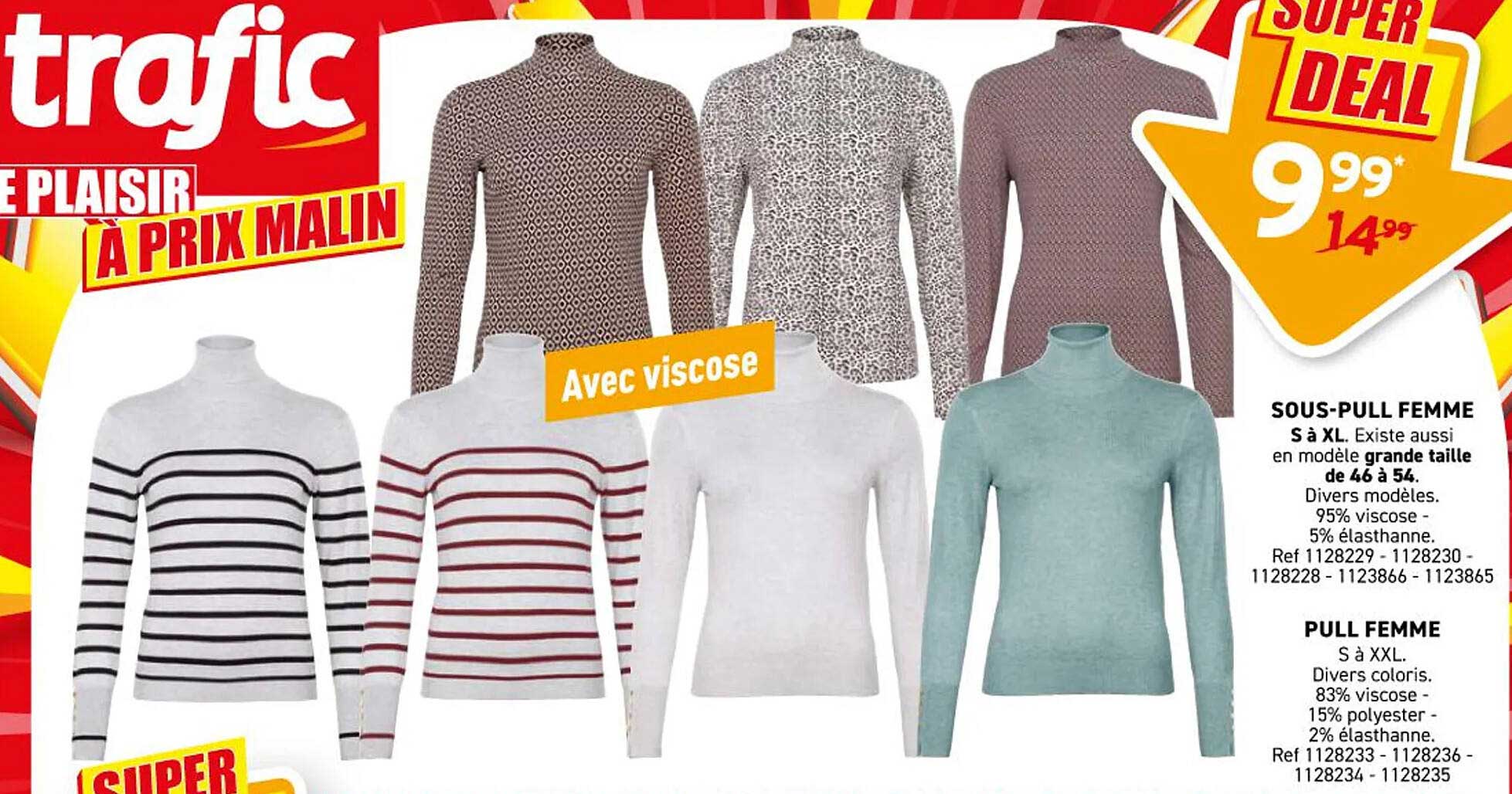SOUS-PULL FEMME S à XL. Existe aussi en modèle grande taille de 46 à 54.