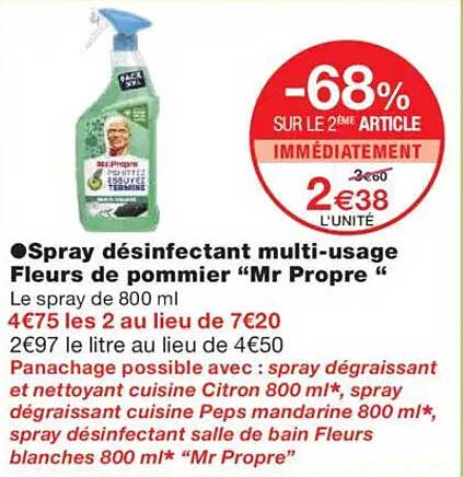 Spray désinfectant multi-usage Fleurs de pommier "Mr Propre"