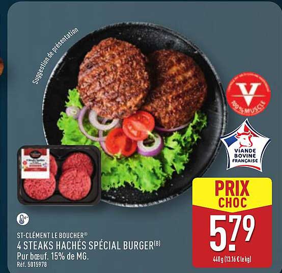 ST-CLÉMENT LE BOUCHER® 4 STEAKS HACHÉS SPÉCIAL BURGER(B)