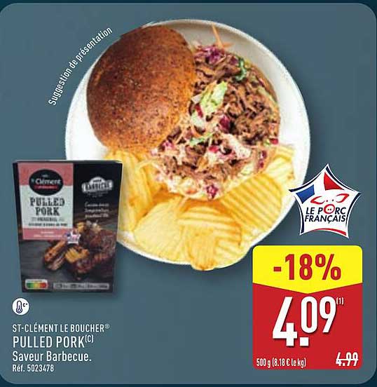 ST-CLÉMENT LE BOUCHER® PULLED PORK(C) Saveur Barbecue.
