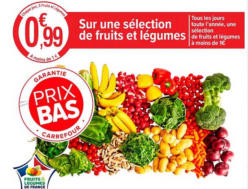 Sur une sélection de fruits et légumes