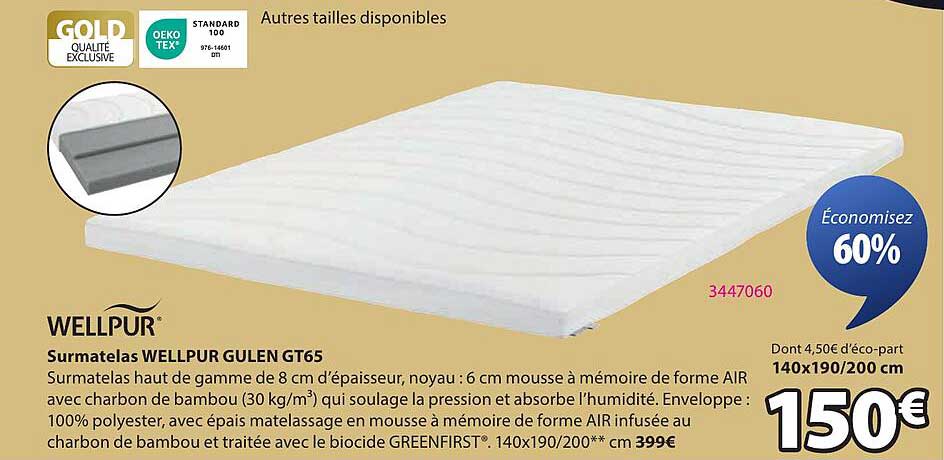 Surmatelas WELLPUR GULEN GT65
