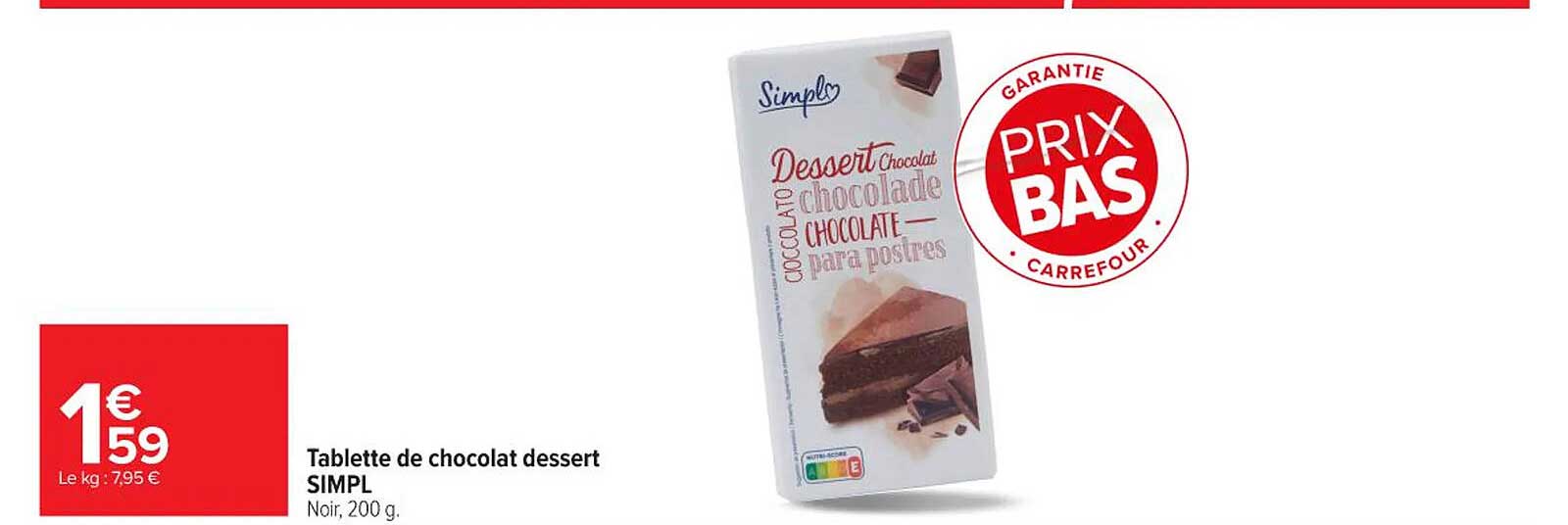Tablette de chocolat dessert SIMPL
