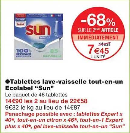 Tablettes lave-vaisselle tout-en-un Ecolabel “Sun”