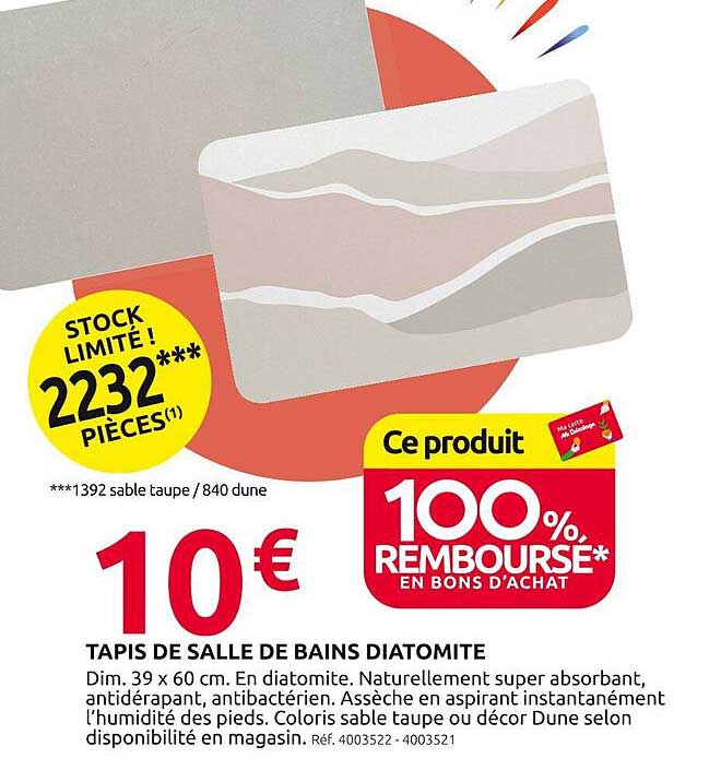 TAPIS DE SALLE DE BAINS DIATOMITE