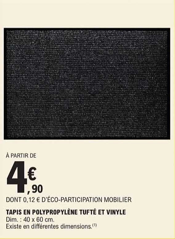 TAPIS EN POLYPROPYLÈNE TUFTÉ ET VINYLE