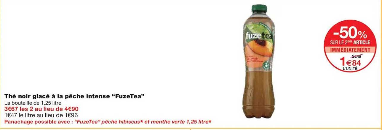 Thé noir glacé à la pêche intense "FuzeTea"