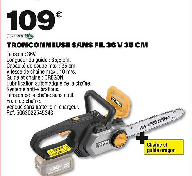 TRONCONNEUSE SANS FIL 36 V 35 CM