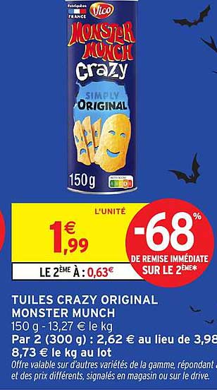 TUILES CRAZY ORIGINAL MONSTER MUNCH