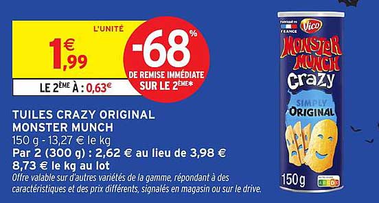 TUILES CRAZY ORIGINAL MONSTER MUNCH