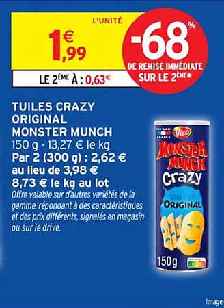 TUILES CRAZY ORIGINAL MONSTER MUNCH
