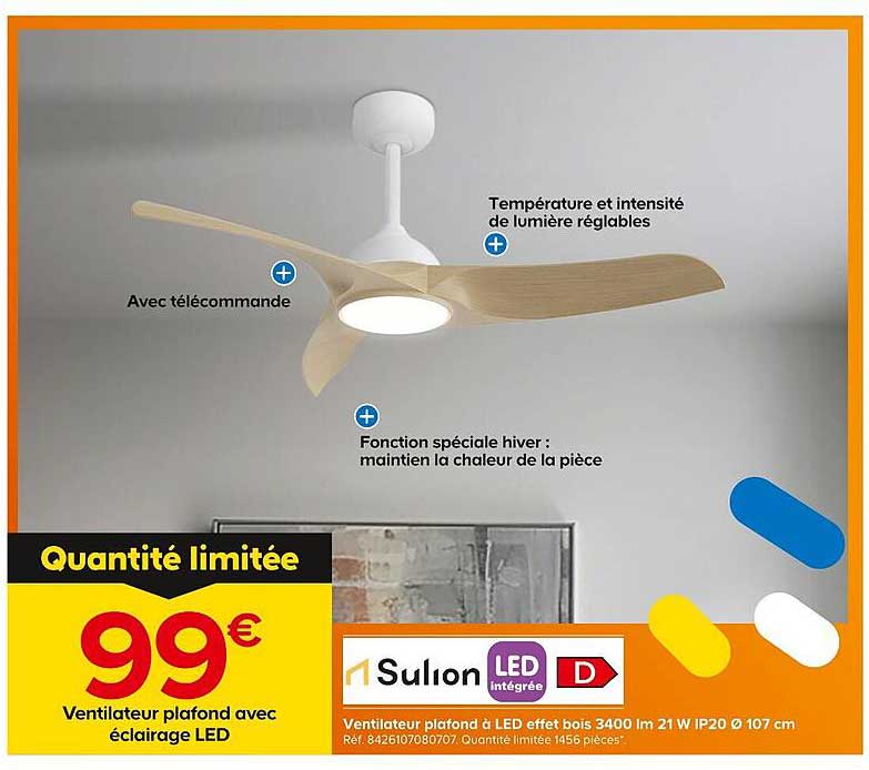 Ventilateur plafond avec éclairage LED