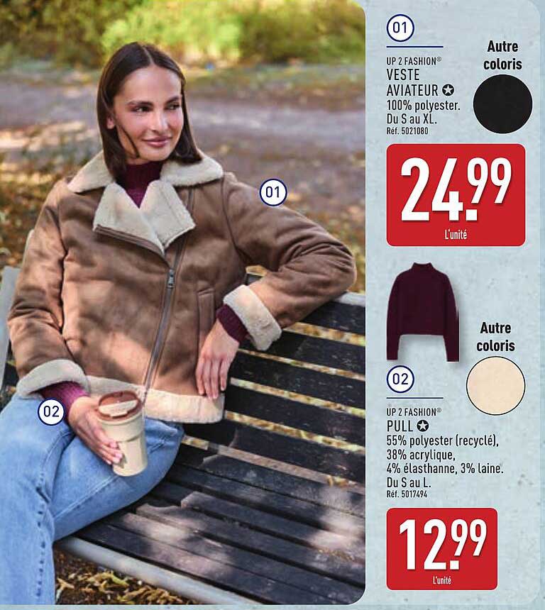 VESTE AVIATEUR 100% polyester. Du S au XL.