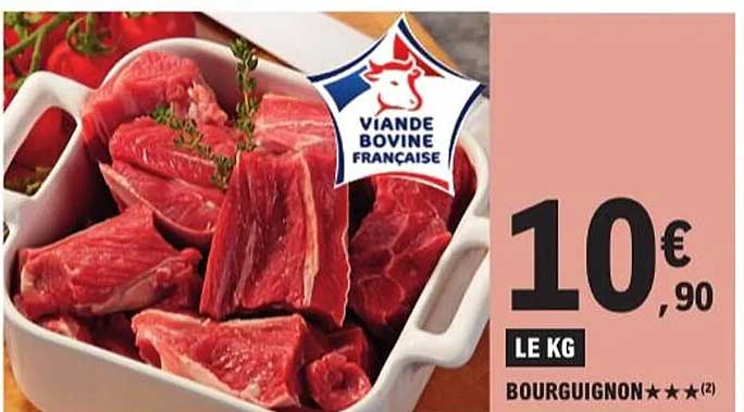 Viande Bovine Française Bourguignon - 10,90 € le kg