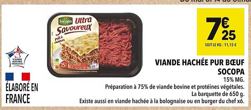 VIANDE HACHÉE PUR BŒUF SOCOPA