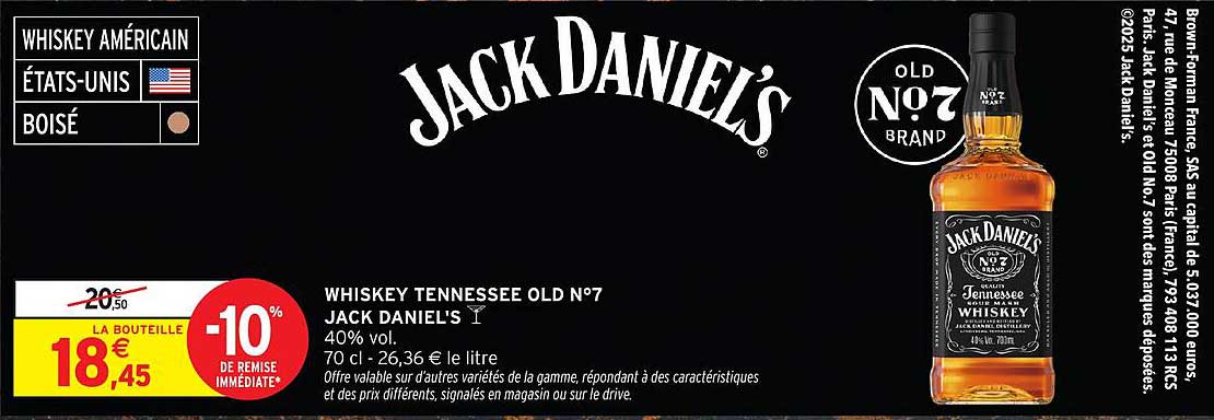 WHISKEY TENNESSEE OLD N°7 JACK DANIEL'S