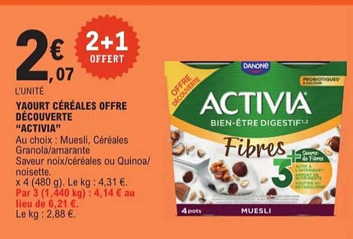 YAOURT CÉRÉALES OFFRE DÉCOUVERTE "ACTIVIA"