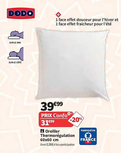 1 face effet douceur pour l'hiver et 1 face effet fraicheur pour l'été