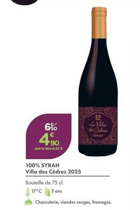 100% SYRAH Villa des Cèdres 2025