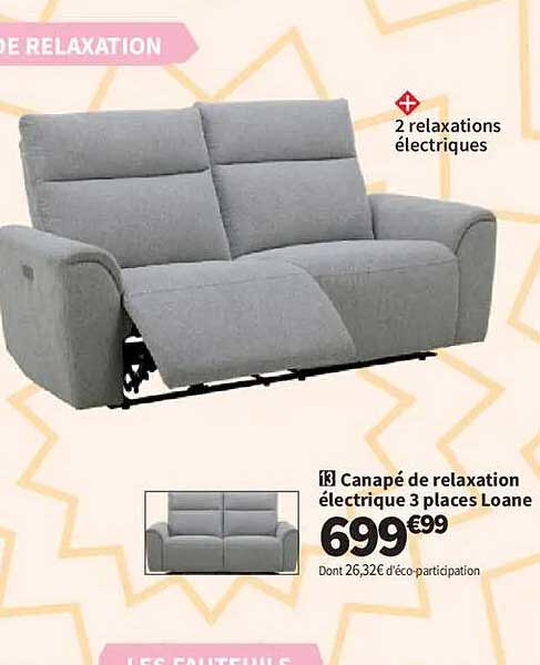 13 Canapé de relaxation électrique 3 places Loane