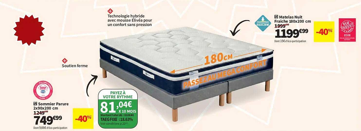 13 Matelas Nuit Fraîche 180x200 cm