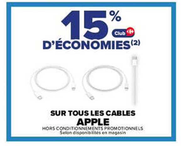 15% D'ECONOMIES(2) SUR TOUS LES CABLES APPLE