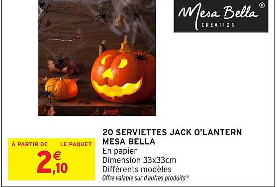 20 SERVIETTES JACK O'LANTERN MESA BELLA