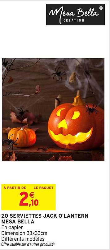 20 SERVIETTES JACK O'LANTERN MESA BELLA