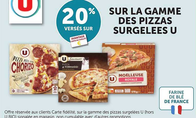 20% versés sur la gamme des pizzas surgelées U