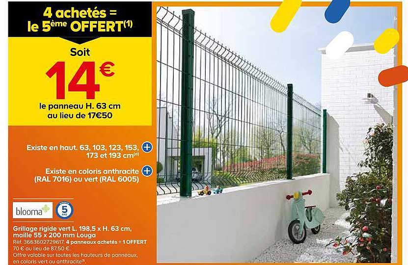 4 achetés = le 5ème OFFERT(1)