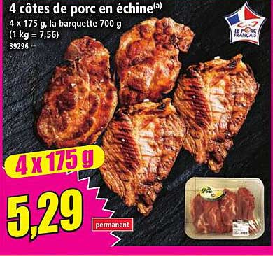 4 côtes de porc en échine(a)